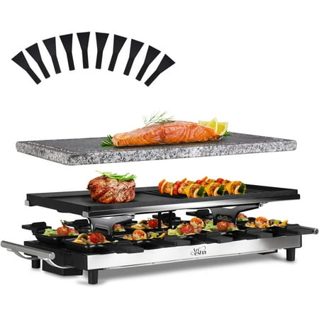 

Raclette Table Grill 1500W Raclette Grill 10 Paddles Korean Bbq Grill Cheese Raclette With Grill Stone And Non-Stick Reversible Aluminum Plate For Parties Family