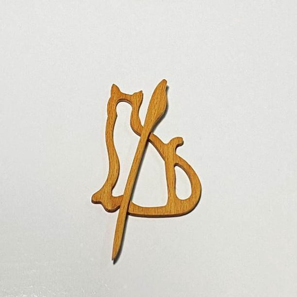 pstuiky Broche de madera con diseño de imagen adorable, broche para suéter, broche vintage para chal, broche de madera natural