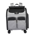 thumbnail image 2 of Transportín de viaje para Gato con ruedas, carrito portátil para mascotas, malla transpirable para cachorros, perros pequeños, que viajan y caminan al Gris Yinane Transportín para gatos, 2 of 8