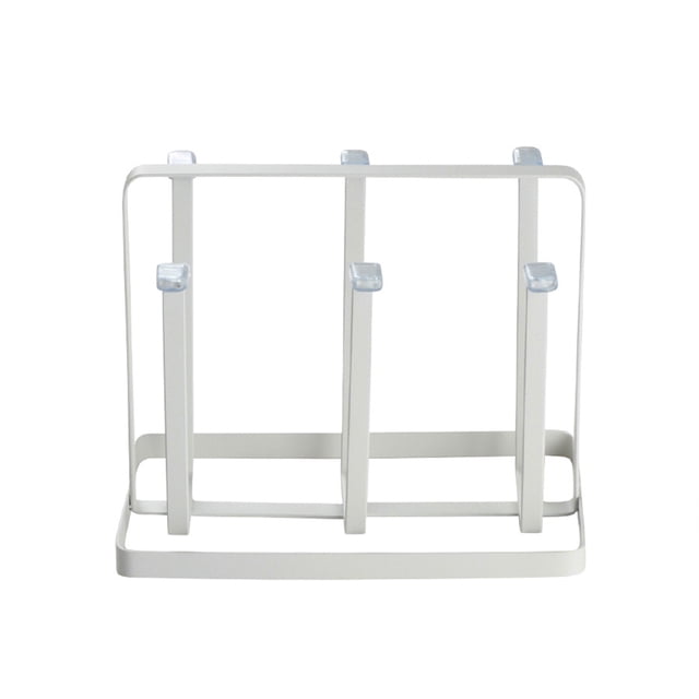 Inteprter Escurridor de tazas, estante con mango de madera, resistente a la corrosión, resistente a la corrosión, estante de almacenamiento de botellas Organizadores de utensilios de cocina Blanco 2 Inteprter HA071956-03