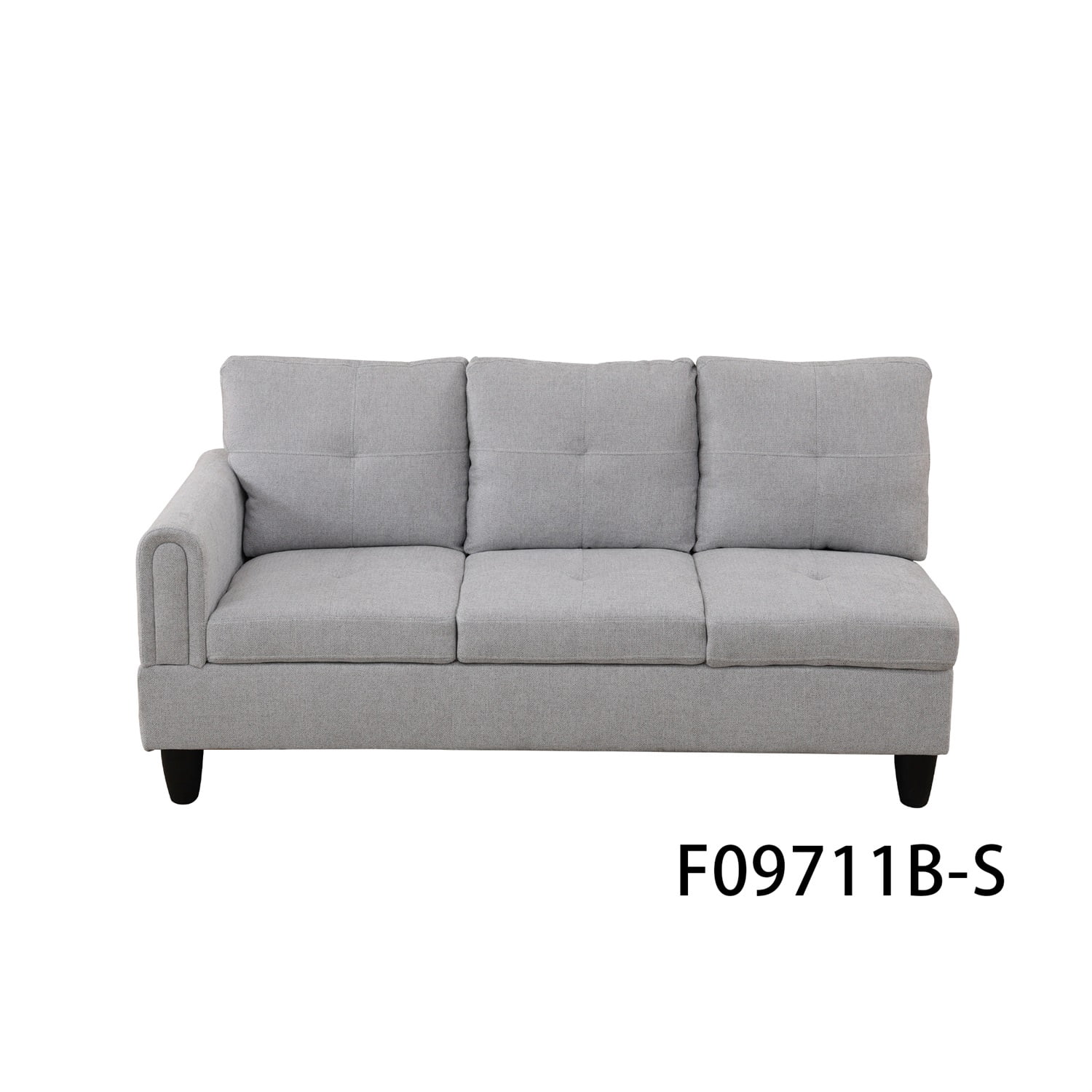 Hommoo Flannel Living Room Furniture Sets, 4-Seat Couches and Sofa Set, L Shaped Couch Set Sectional Sofa Set for Home, Apartment, Dorm, Grey(No Ottoman)