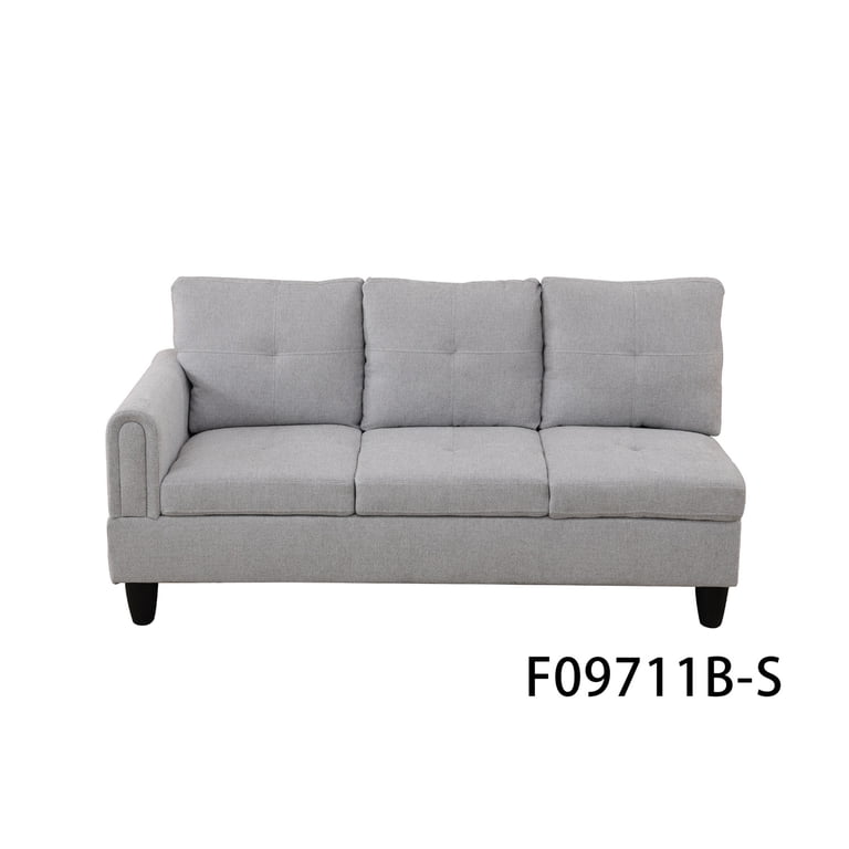 Hommoo Flannel Furniture Set - Grey, L Shaped Sectional Sofa