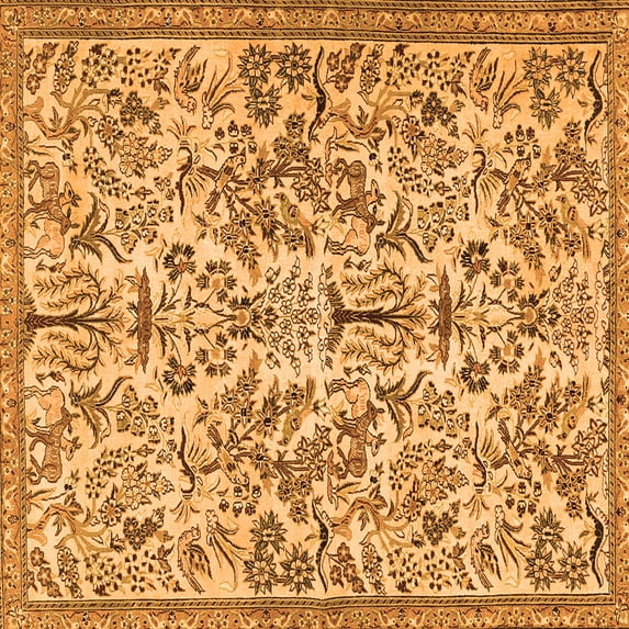 Ahgly Company Indoor Square Persian Orange Traditional Area Rugs, 4' Square