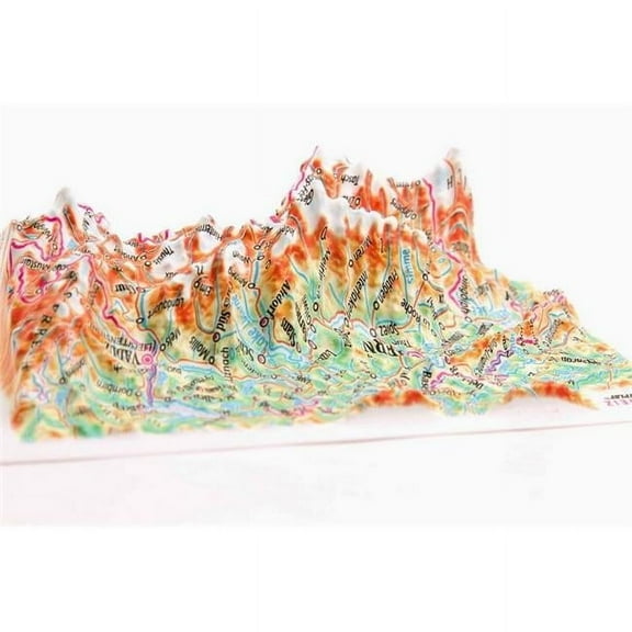 TestPlay 3433 Switzerland Raised Relief Map, Rubberized Foam Backing Plus Magnet - Souvenir Size