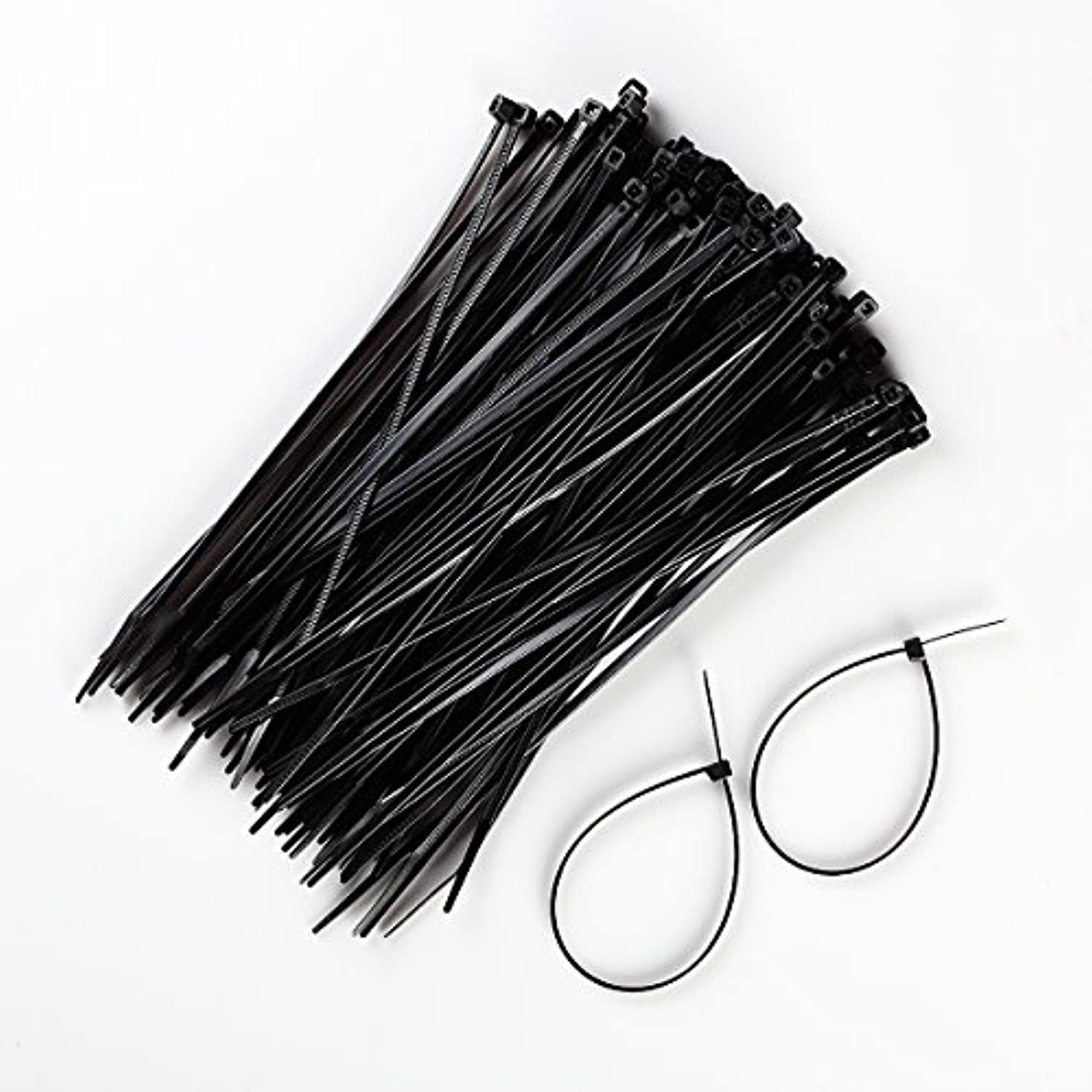 100 Pcs 8' INCH ZIP TIES NYLON BLACK 40 LBS UV WEATHER RESISTANT WIRE CABLE
