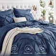 thumbnail image 3 of U by Bedsure Queen Comforter Set Navy, Bed in a Bag Queen Size Bedding, 7 Pieces Pinch Pleat All Season Comforter with Sheets, Pillowcases & Shams, 3 of 9