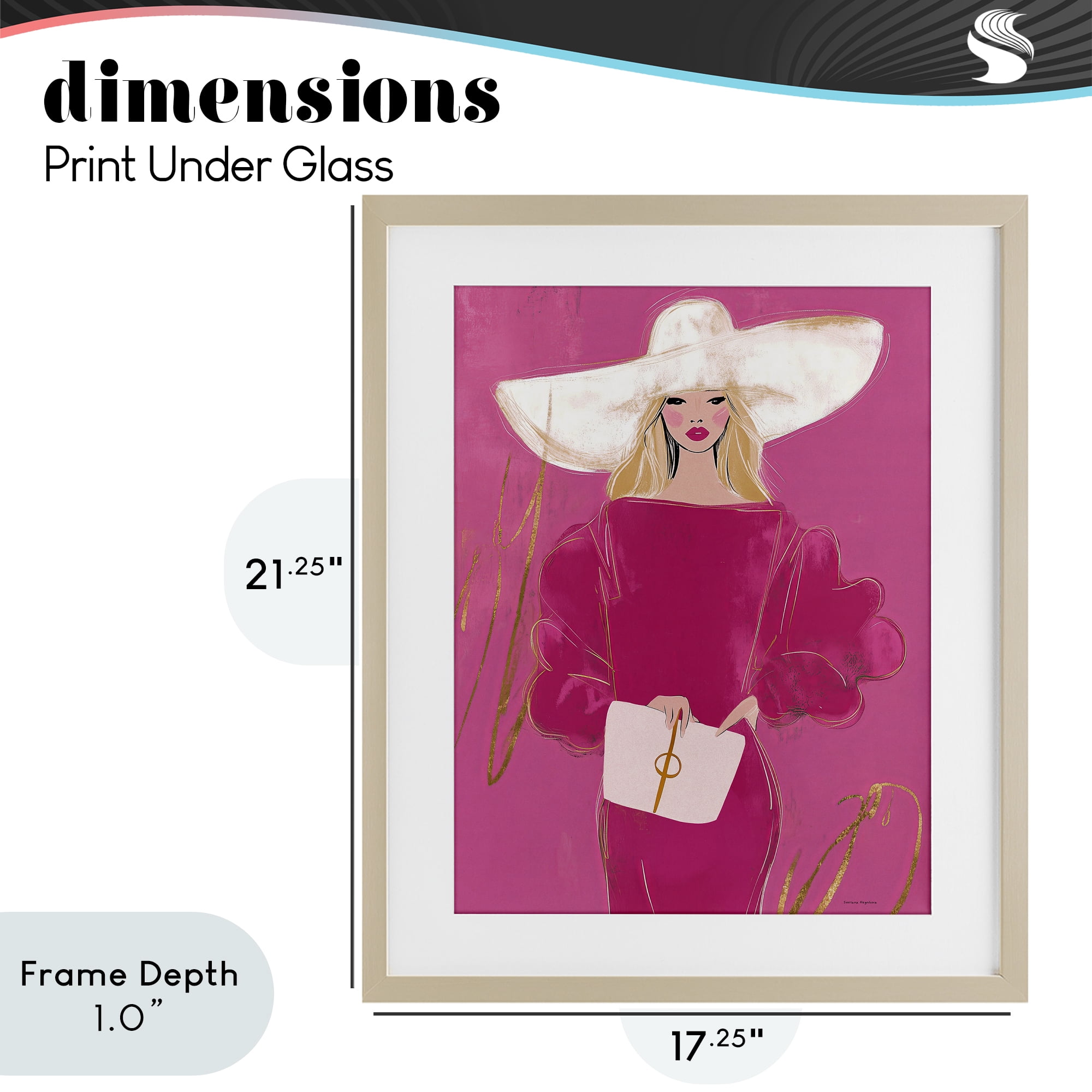 Stupell Industries Lady In Pink with Hat Birch Framed Print Under Glass, design by Svetlana Aleynikova