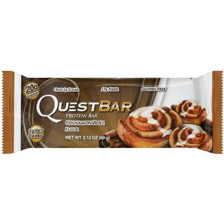 Quest Bar Cinnamon Roll Bar de protéines, 2,12 oz (paquet de 12)