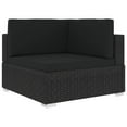 thumbnail image 1 of vidaXL Chaise d'Angle Sectionnelle avec Coussins en Rotin Poly Noir, 1 of 4
