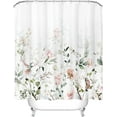 thumbnail image 4 of Aesthetic Blooming White Floral Shower Curtain Sets, Watercolor Pink Flowers Birds Butterflies Tropical Bathroom Decorative 71 X 71 Inch Polyester Waterproof Fabric Bath Curtain with Hooks, 4 of 6