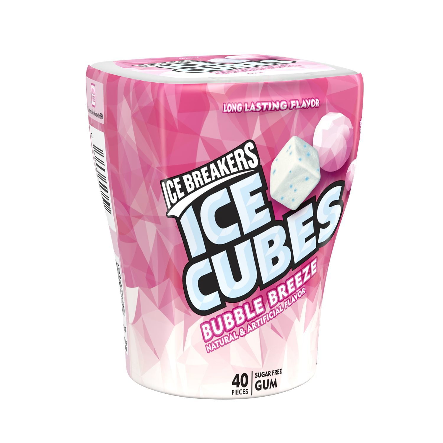 ICE BREAKERS, ICE CUBES BUBBLE BREEZE Sugar Free Chewing Gum, Made with Xylitol, 3.24 oz, Bottle (40 Pieces)