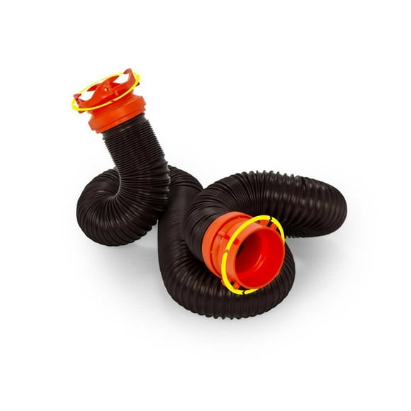 Camco Sewer Hose 39764 RhinoFLEX; 10 Foot Length Extension; 23 Mils Polyolefin Reinforced With Steel Wire; Black Hose