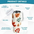 thumbnail image 2 of Yayeee 30oz Double-Wall Insulated Stainless Steel Tumbler with Handle Bottle, Hand Drawn Autumn Leaves, 2 of 8