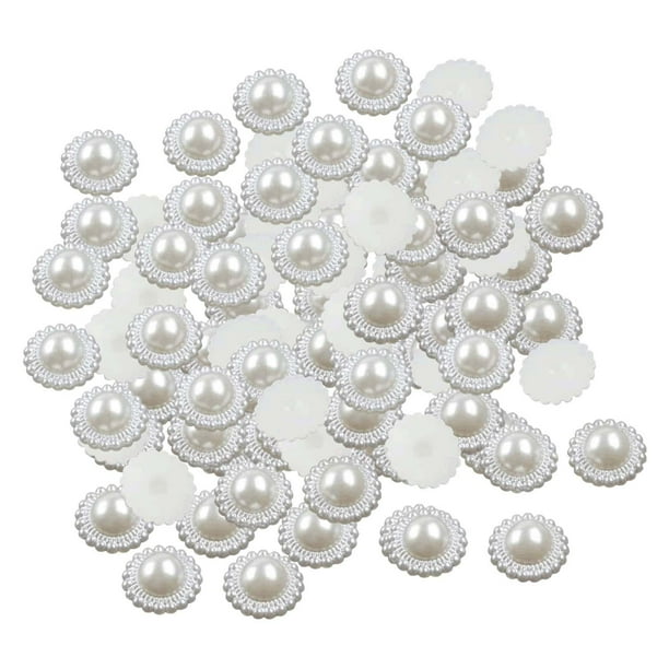 Botones de perlas, cuentas planas de diamantes de imitación, adornos hechos a mano, manualidades de bricolaje para 12 mm