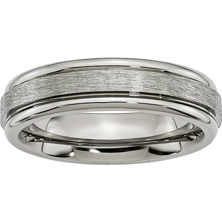 Artcarved Titanium Ring - Titanium Grooved Edge 6mm Satin and Polished Band