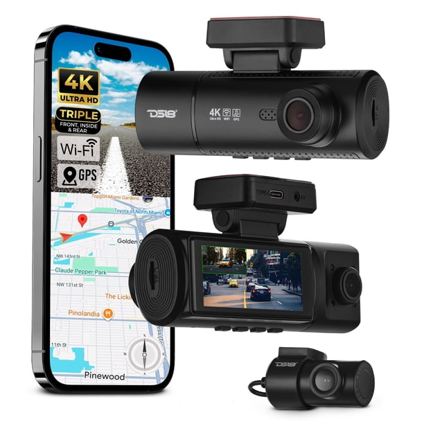Cámara para auto DS18 Eagle-F3 4K triple con WiFi, GPS y visión nocturna