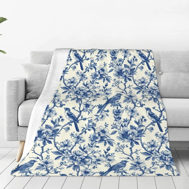Balery Vintage Floral Birds Manta de Felpa Suave y Acogedora – Cobija de Franela Aterciopelada para Cama, Lavable y Cálida para Sofá, Mascotas, Transpirable-50"x40"