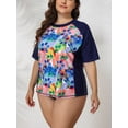 thumbnail image 5 of Charmo Plus Size Rashguard for Women Short Sleeve UPF 50 Swim Shirt Floral Print, 5 of 7