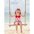 thumbnail image 5 of BemeyourBBs Toddler Baby Girl Swimsuit Infant Bathing Suit One-piece Swimsuits With Sun Hat Set Front Bow Rash Guard Spaghetti Strap Swimwear Summer Beach Wear, 5 of 9