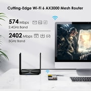 WiFi 6 AX3000 WiFi Router, Gigabit Mesh Router with MU-MIMO/Beamforming/OFDMA, Support 160MHz & IPv6