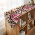 thumbnail image 4 of Pink Flowers Table Runner Linen Burlap Table Runner 72 Inches Long Leopard Spot Vintage Floral Country Plants Dresser Scarves for Kitchen Island Coffee Dining Party Wedding Holiday Decor 16"x72", 4 of 8