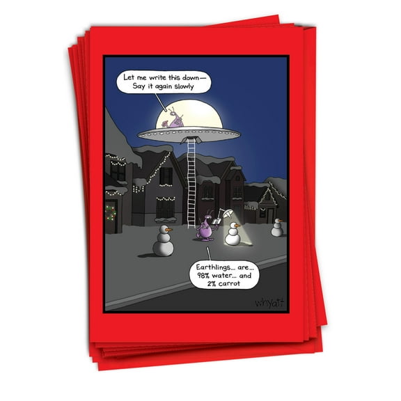 NobleWorks, Alien Analysis - 12 Funny Christmas Cards Boxed - Bulk Set, C10736XSG-B12x1