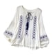 thumbnail image 2 of Blusa bordada para mujer, estilo informal, con mangas globo a la moda. Blanco, 2 of 9