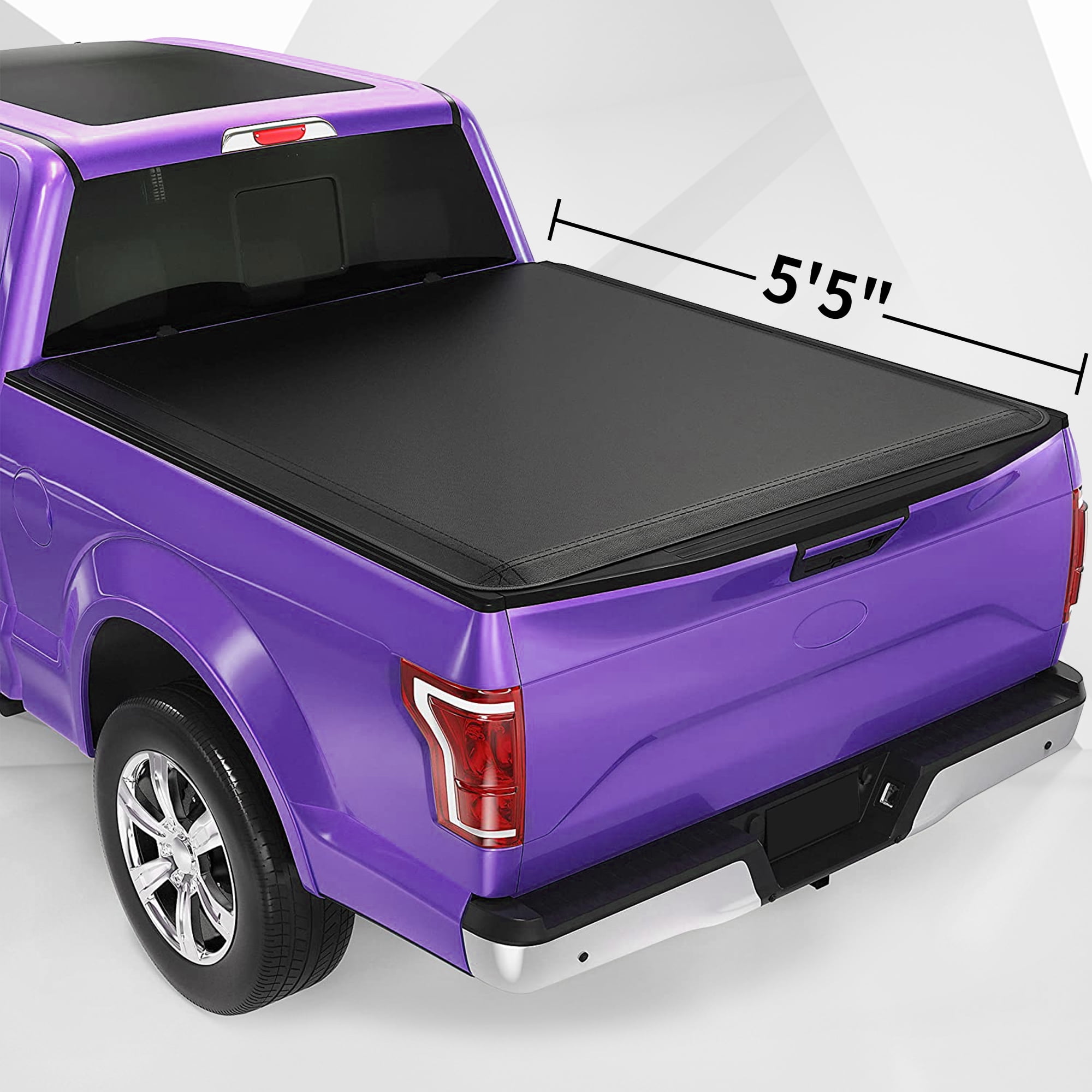 OSIAS Tri-Fold Tonneau Cover with LED light For 2015-2021 Ford F-150 5.5' Bed 