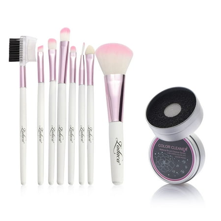 Zodaca 8pcs Makeup Brush Set Kit Professional Cosmetic Set Powder Eyeshadow Blush Foundation Blending Highlighter Eyeliner Tools with Storage Pouch Bag + Makeup Brush Cleaner Color Switch Duo (Best Mac Highlighter Brush)