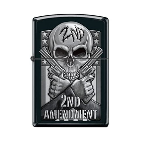 Zippo Lighter - Personalized Custom Message Engraved on Backside for Skull Amendment Black Matte #Z5151