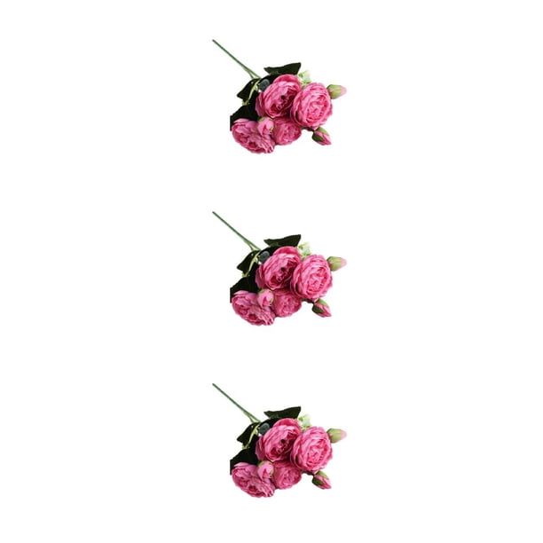 Toystoory Peonías artificiales Flores de seda Simulación falsa Ramo de rosas de imitación Florero de fiesta de boda Centro de Hogar Rosa roja Type1 NO1