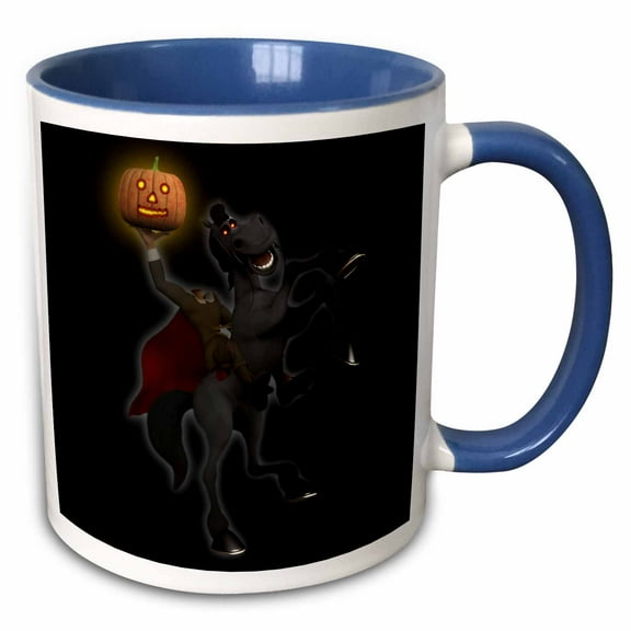 3drose, Headless Horseman Against Black Background, 11oz Two-tone Blue Mug