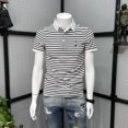 thumbnail image 3 of Ropa de calle de alta calidad para hombre, camisetas ajustadas con cuello, polo a rayas, camiseta para hombre, color azul, Kpop Gym Katoen 5xl, 3 of 5