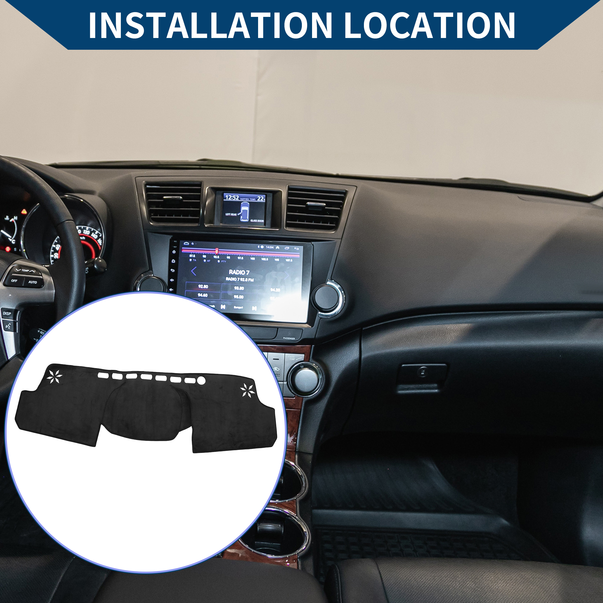 Unique Bargains Dash Cover for Toyota Prius V 2012-2020 Non-Slip Flannel Black