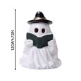 thumbnail image 3 of Light-Up Reading Ghost Figurine with Witch Hat, Resin Halloween Ghost Statue, Spooky Desktop Ornament for Shelf Mantel Gothic Home Decor, 3 of 5