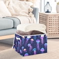 thumbnail image 3 of Yayeee Collapsible Cube Storage Bin with Lid Fabric Closet Decorative Basket with Handles, Dark Blue Jellyfish Pattern, 3 of 7