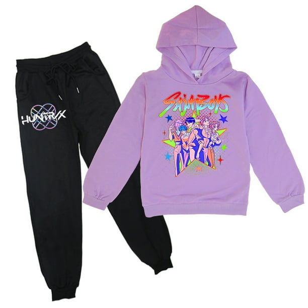 Pop cazadora para niña Demo-n Hooded Sweatshirt Set Hunters,Rumi,Mire Zoeyy Kids Long Sleeve Hooded Sweatshirt,HUNTR/X Print,Girls' Fashion Casual Long Sleeve Printed Crew Neck Sweatshirt Top