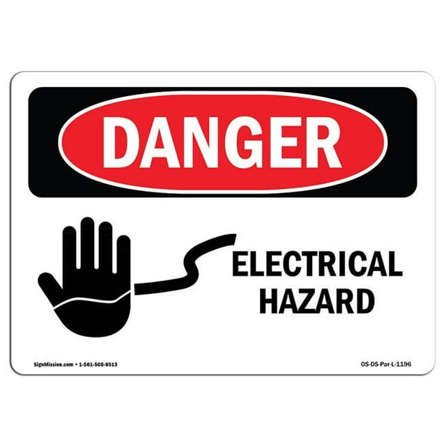 SignMission OS-DS-A-1218-L-1196 12 x 18 Po Signe de Danger OSHA - Danger Électrique