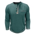 thumbnail image 4 of FRSASU Mens Henley Shirts Long Sleeve Color Block T Shirt Casual Vintage Tee Button Pullover Shirts Tops Green, 4 of 6
