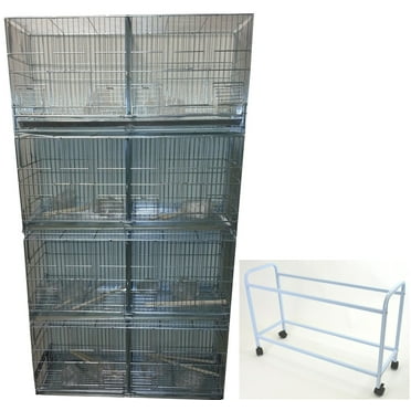 Combo-4 of Galvanized Zinc Plated Stack & Lock Double Breeding Breeder Flight Bird Cage Center Dividers Side Breeding Nest Doors With Rolling Stand