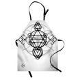 thumbnail image 1 of Sacred Geometry Apron Simplistic Seed of Life Symbol Vortex Motion with Spheres Print, Unisex Kitchen Bib Apron with Adjustable Neck for Cooking Baking Gardening, Black Silver White, by Ambesonne, 1 of 3