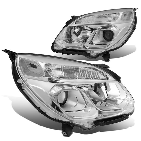DNA Motoring Headlights Assembly with Signal Projector for 2016-2017 Chevy Equinox, Chrome / Clear