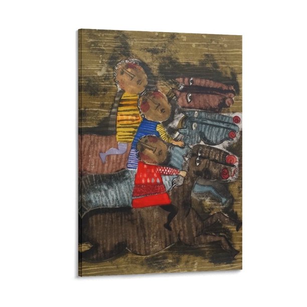 Graciela Rodo Boulanger Impresión Course De Chevaux 1969 Impresión Foto Arte Pintura Lienzo Póster Decoración para el hogar Dormitorio Decoración moderna Pósteres Regalos 08x12 pulgadas (20x30 cm)