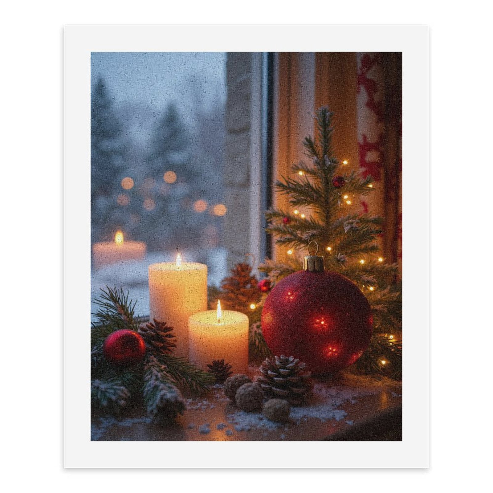Paint By Numbers Kit for Adults Beginner - DIY Winter Holiday Candle Pinecones Decor Canvas Painting Kits for Adults, Frameless Paint By Number for Adults for Home Wall Decor 16x20 Inch