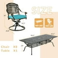 thumbnail image 2 of 9-Piece Patio Dining Set for 8, All Weather Cast Aluminum Outdoor Funiture Table and Chairs Set - 94.5" Rectangular Table and 8 Cushioned Swivel Rocker Chairs, Umbrella Hole, Ocean Blue, 2 of 7