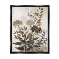 Stupell Industries Rustic Wild Foliage Botanical & Floral Painting Black Floater Framed Canvas Art Print Wall Art, 17 x 21