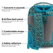 J World Girls Sunrise 18 Rolling Backpack for School and Travel, Mint Leopard