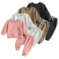 thumbnail image 1 of Ensemble Chandail en Molleton Col Rond d'Hiver pour Bébé Filles Ensemble de Survêtement Décontracté 2 Pcs Chandail en Molleton Chaud d'Automne & Pantalon Taille 0M-3T, 1 of 8