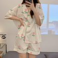 thumbnail image 1 of Japanese cute Hello Kitty high quality imitation cotton cardigan short sleeve pajamas women Summer High sense ladies home wear suit, 1 of 5