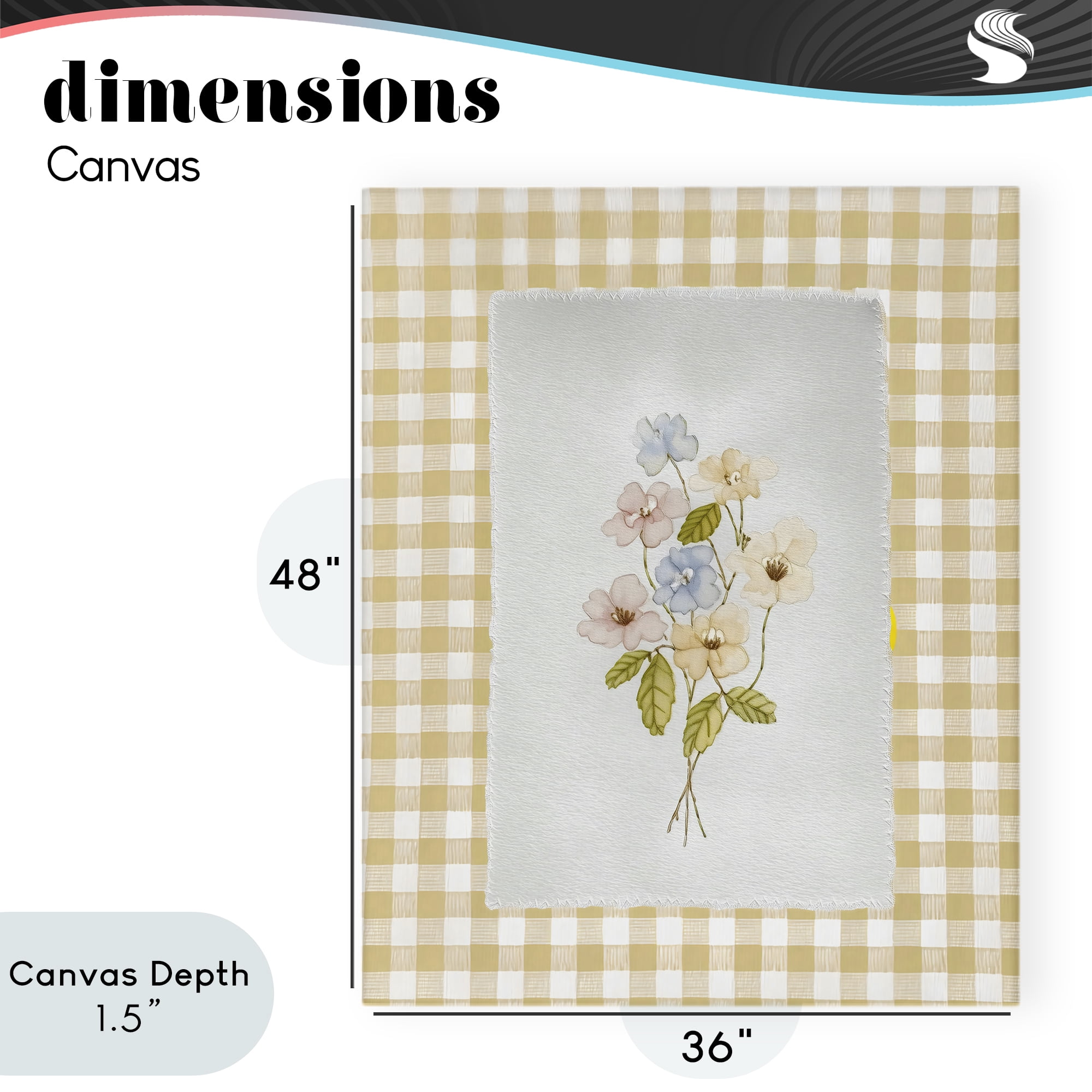 Stupell Industries Soft Gingham Flowers Canvas Wall Art, design by Arlington Prints